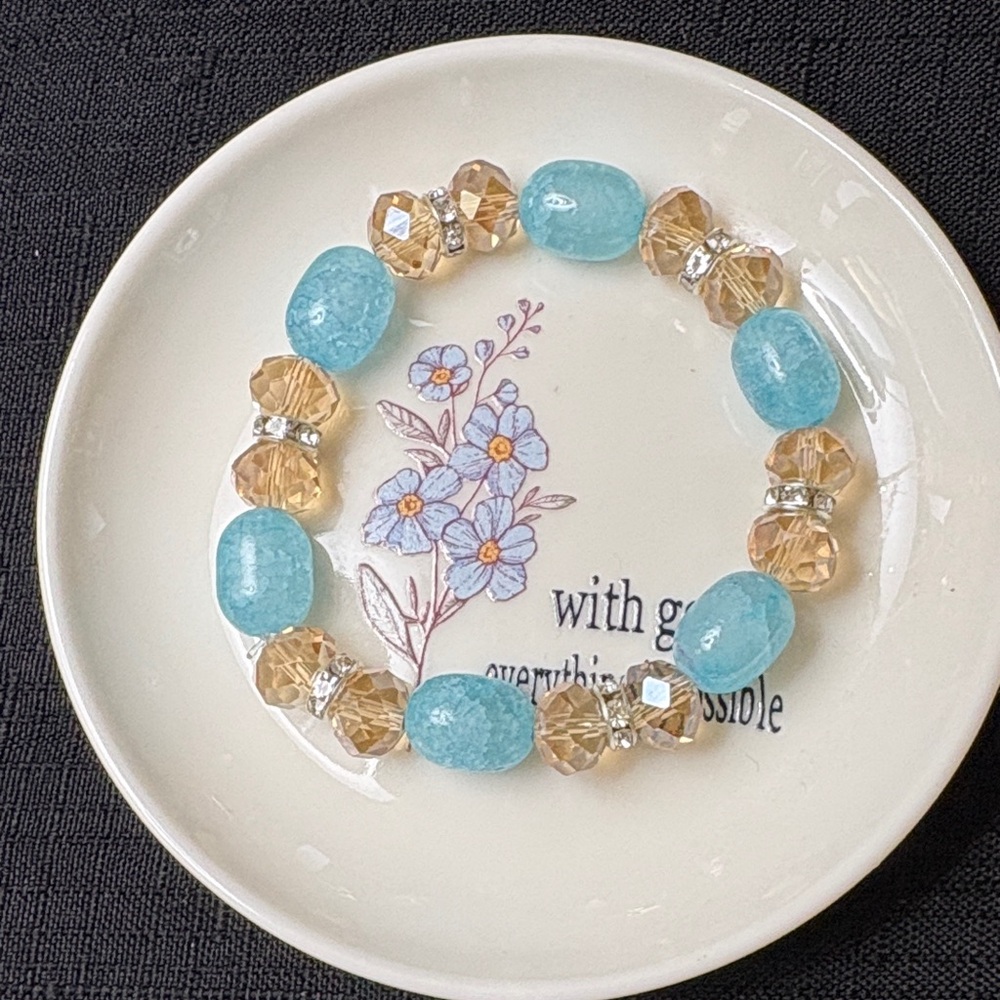 Elegant Blue and Gold Beaded Bracelet